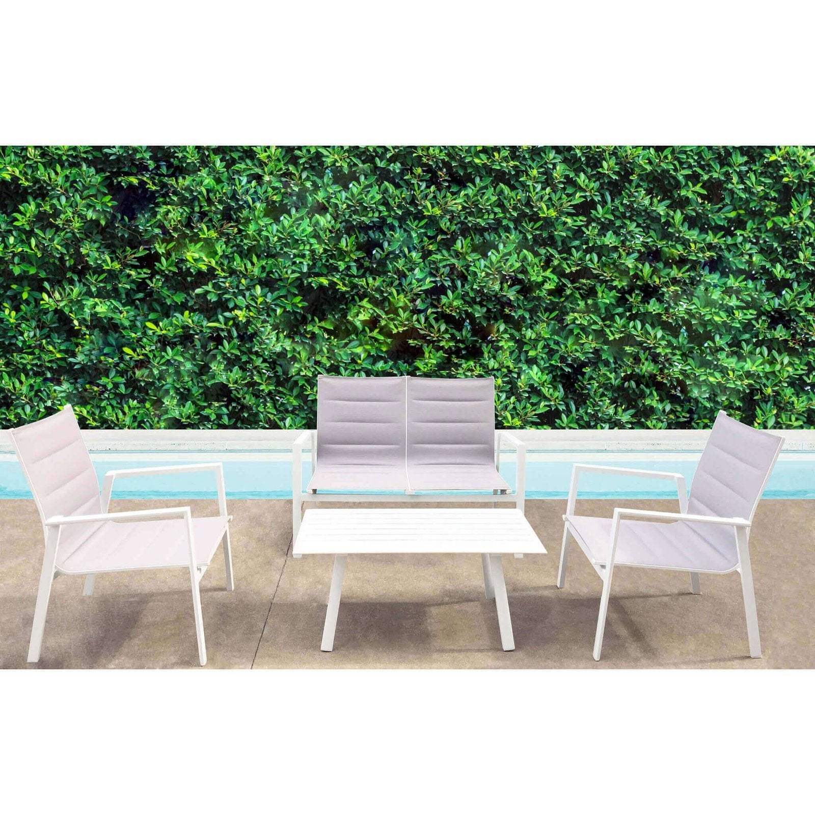 Salotto da Giardino 4 posti in Alluminio Textilene - RUSTY Colore: Bianco