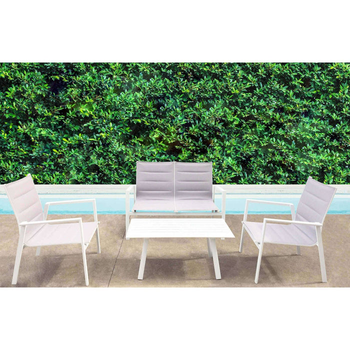 Salotto da Giardino 4 posti in Alluminio Textilene - RUSTY Colore: Bianco