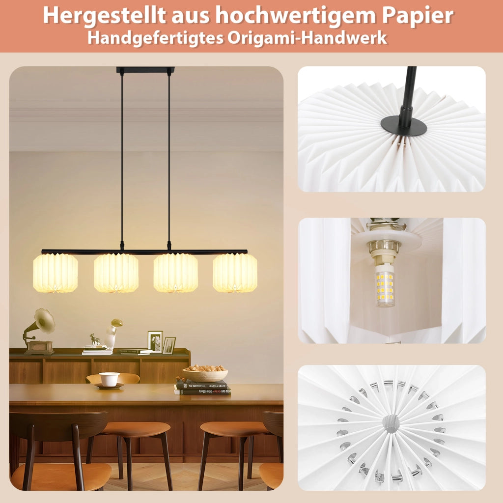 Lampada a Sospensione ZMH vintage lungo ¨C Paralume in carta 4 luci (senza lampadina)