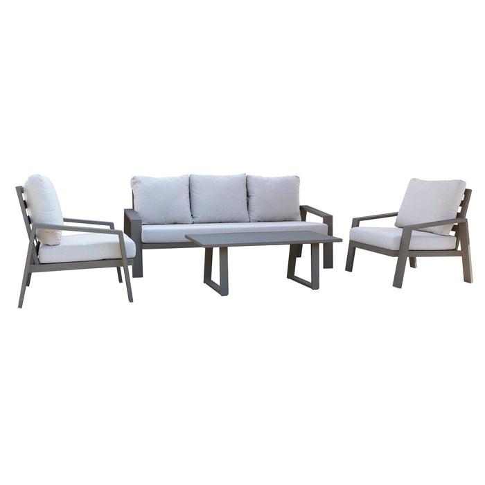 Salotto da Giardino 5 posti in Alluminio Poliestere - DIRK Colore: Taupe