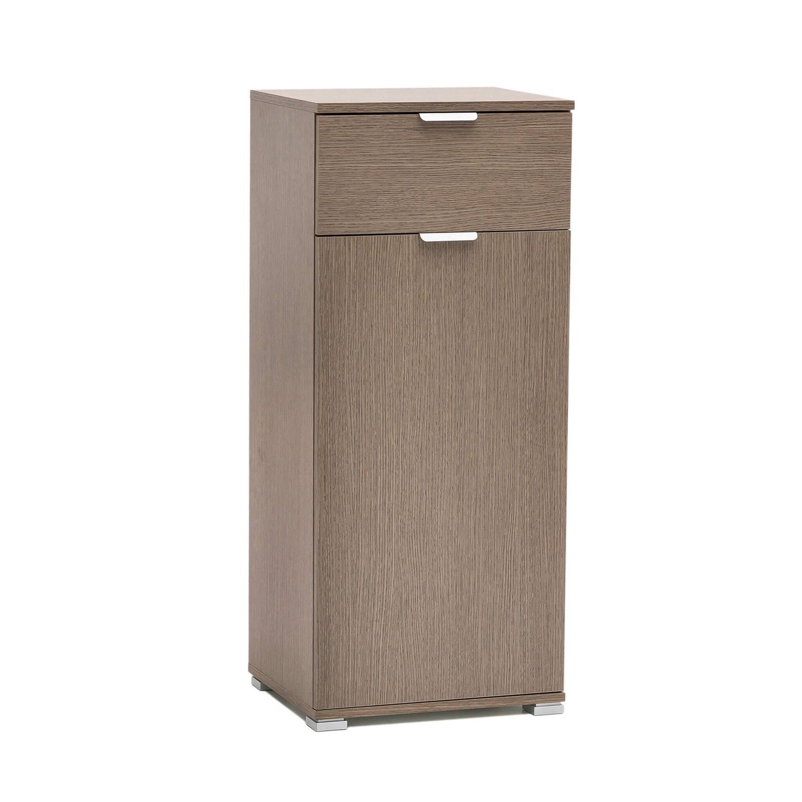 Armadietto da Bagno con cassetto in Legno Composito cm 45x38x103 - CURT Colore: Rovere grigio