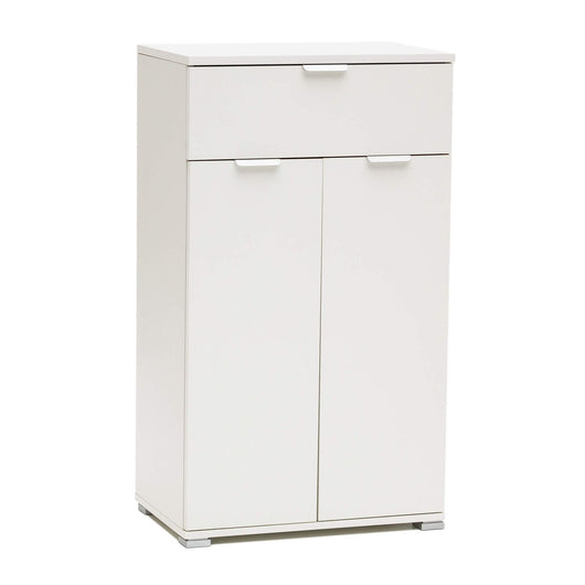 Armadietto da Bagno con due ante e un cassetto in Legno Composito cm 60x38x103 - SILAS Colore: Bianco