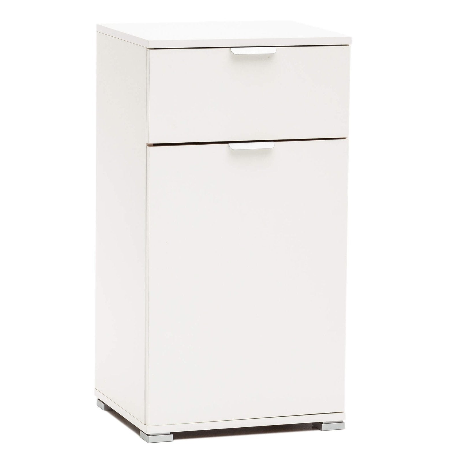 Armadietto da Bagno un anta e un cassetto in Legno Composito cm 45x38x85 - KOLBY Colore: Bianco