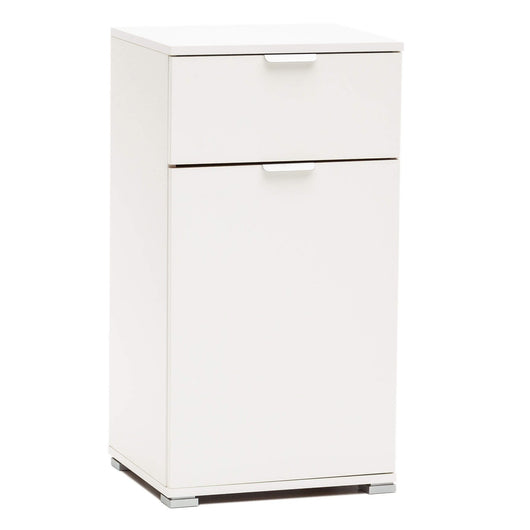 Armadietto da Bagno un anta e un cassetto in Legno Composito cm 45x38x85 - KOLBY Colore: Bianco