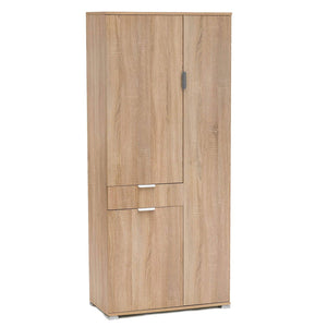 Armadio con 3 ante e un cassetto in Legno Composito cm 75x38x174 - KADEN Colore: Marrone chiaro