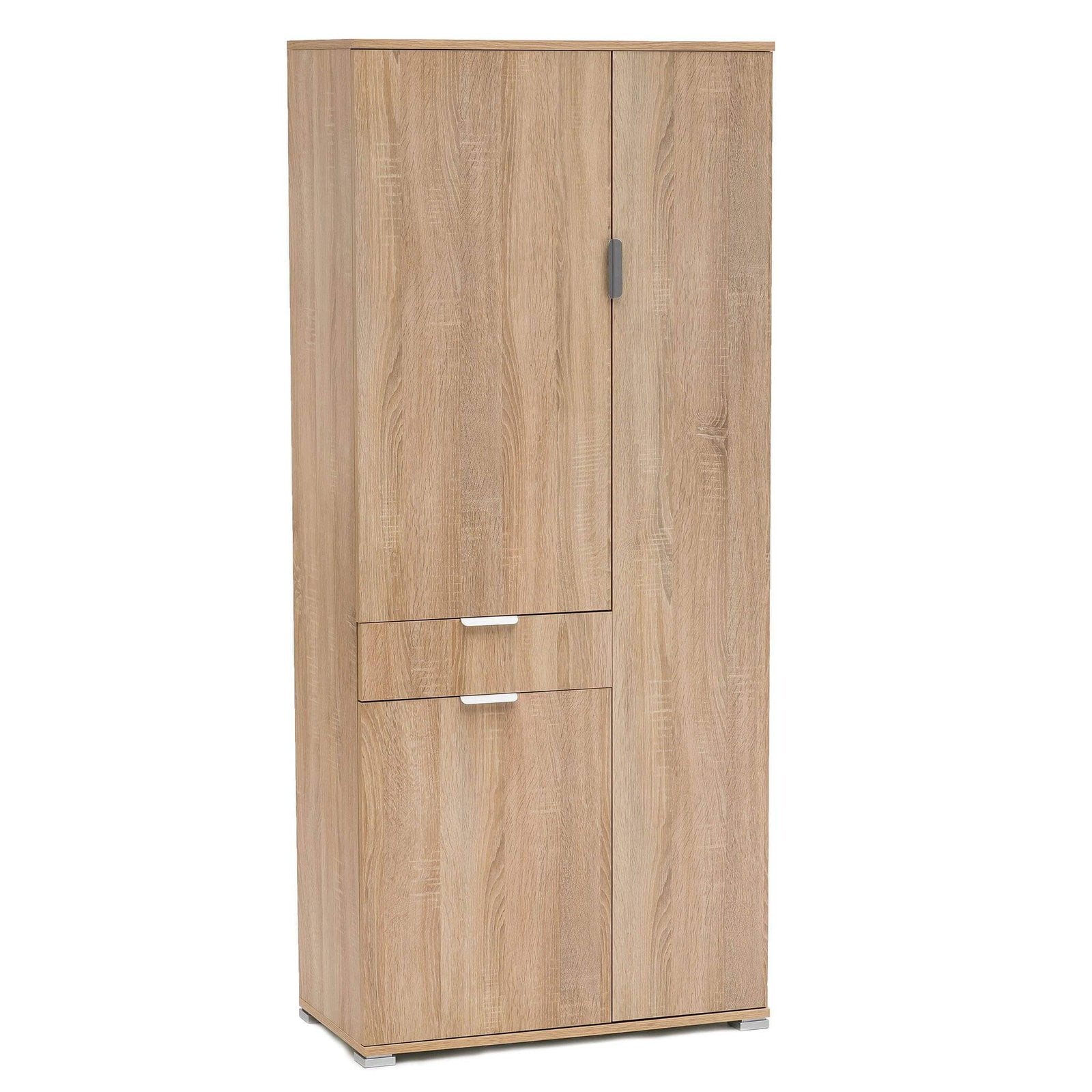 Armadio con 3 ante e un cassetto in Legno Composito cm 75x38x174 - KADEN Colore: Marrone chiaro