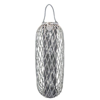 Lanterna in Vimini Rotonda in Vimini Vetro cm 44x44x115 - BRAD Colore: Grigio