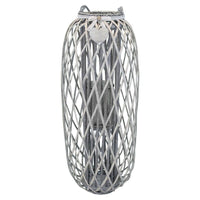 Lanterna in Vimini Rotonda in Vimini Vetro cm 40x40x106 - BRAD Colore: Grigio