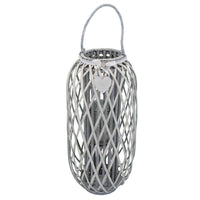 Lanterna in Vimini Rotonda in Vimini Vetro cm 38x38x86 - BRAD Colore: Grigio