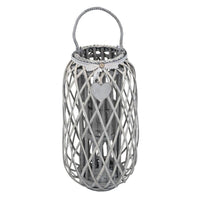 Lanterna in Vimini Rotonda in Vimini Vetro cm 34x34x76 - BRAD Colore: Grigio