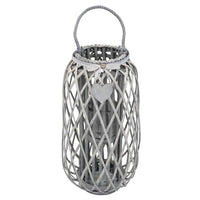 Lanterna in Vimini Rotonda in Vimini Vetro cm 31x31x66 - BRAD Colore: Grigio