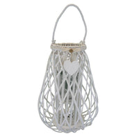 Lanterna in Vimini Rotonda in Vimini Vetro cm 36x36x53 - TREV Colore: Bianco