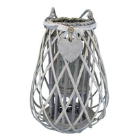 Lanterna in Vimini Rotonda in Vimini Vetro cm 36x36x53 - TREV Colore: Grigio