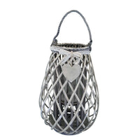 Lanterna in Vimini Rotonda in Vimini Vetro cm 33x33x46 - TREV Colore: Grigio