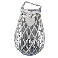 Lanterna in Vimini Rotonda in Vimini Vetro cm 18x18x43 - TREV Colore: Grigio