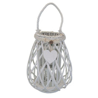 Lanterna in Vimini in Vimini Vetro cm 14x14x31 - TREV Colore: Bianco