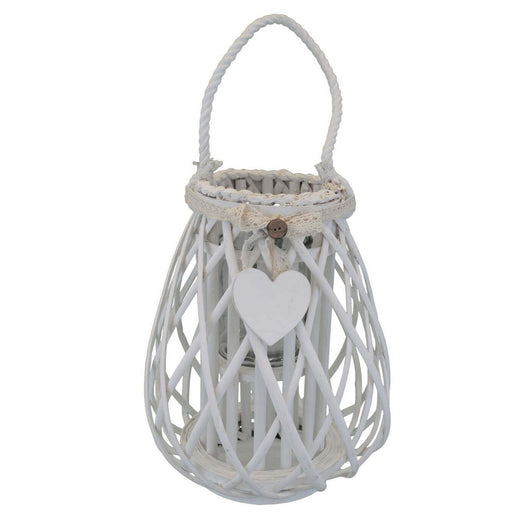 Lanterna in Vimini in Vimini Vetro cm 14x14x31 - TREV Colore: Bianco