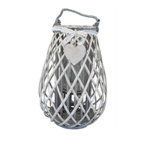 Lanterna in Vimini in Vimini Vetro cm 14x14x31 - TREV Colore: Grigio