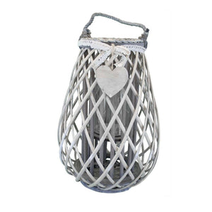 Lanterna in Vimini in Vimini Vetro cm 14x14x31 - TREV Colore: Grigio