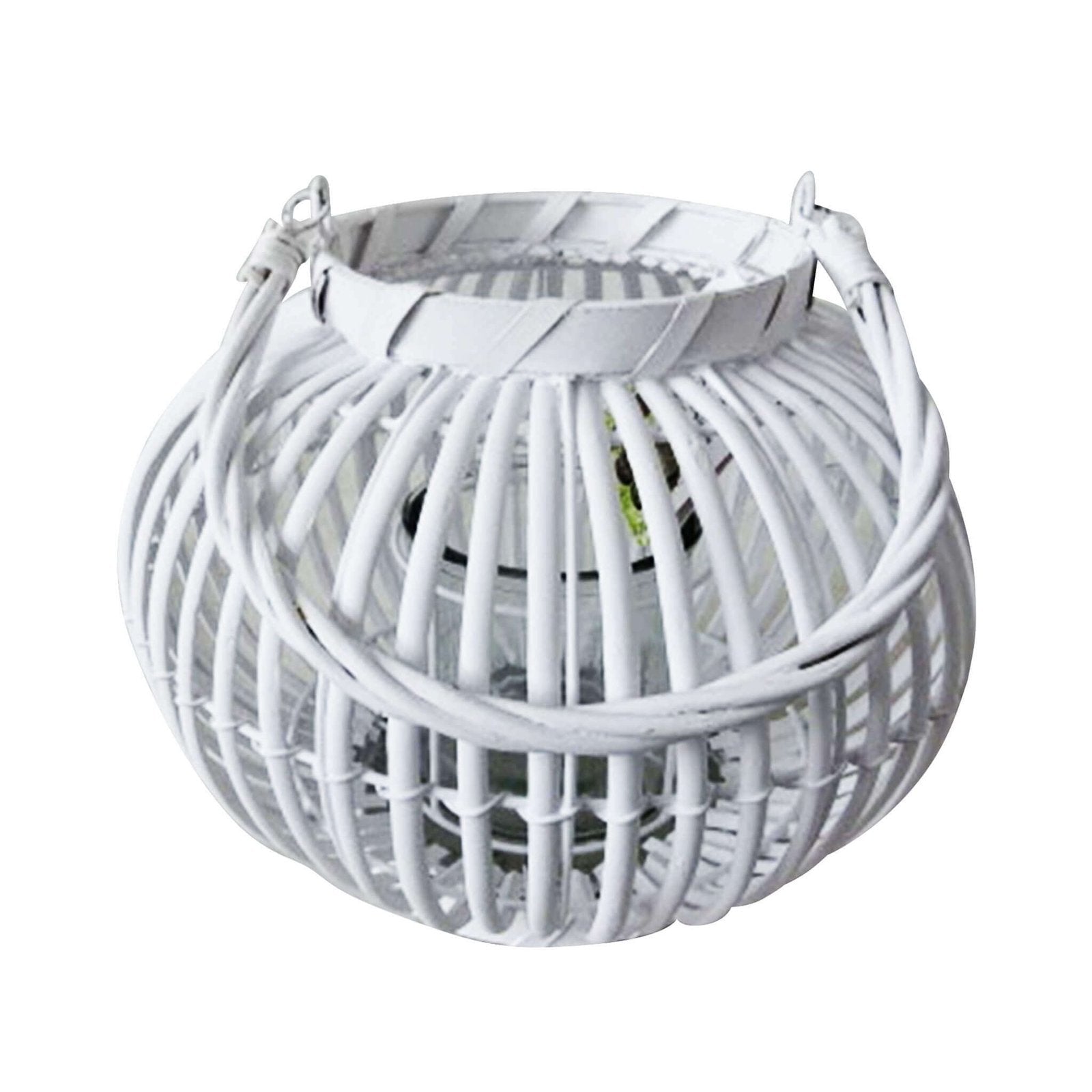 Lanterna in Vimini in Vimini Vetro cm 16x16x24 - ISA Colore: Bianco