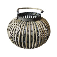 Lanterna in Vimini in Vimini Vetro cm 14x14x19 - MADA Colore: Grigio