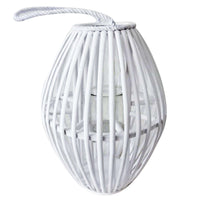 Lanterna in Vimini in Vimini Vetro cm 14 5x14 5x50 - MARLY Colore: Bianco