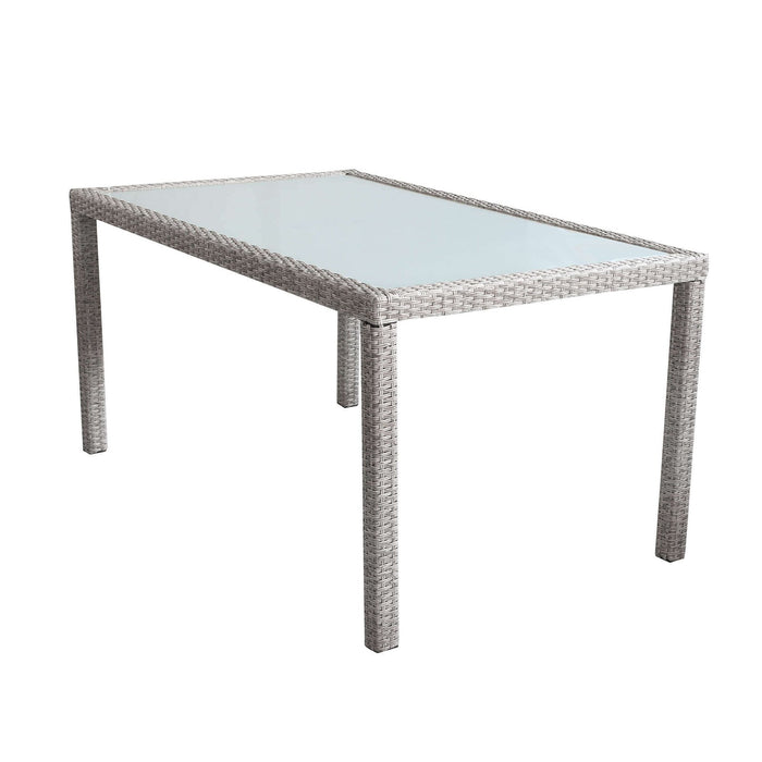 Tavolo intreccio e piano in vetro 150x90 - AXEL Colore: Grigio