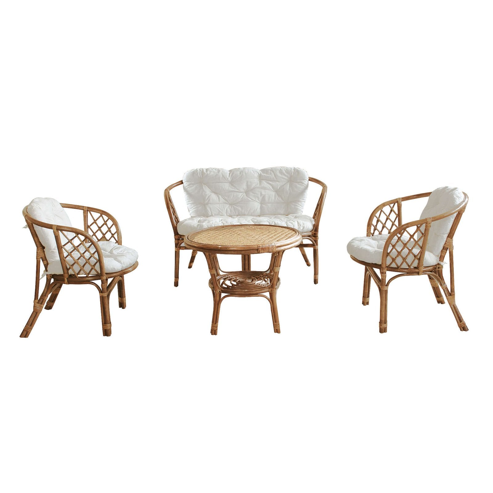 Salotto da Giardino 4 posti con Tavolino in Wicker - ECO Colore: Marrone chiaro