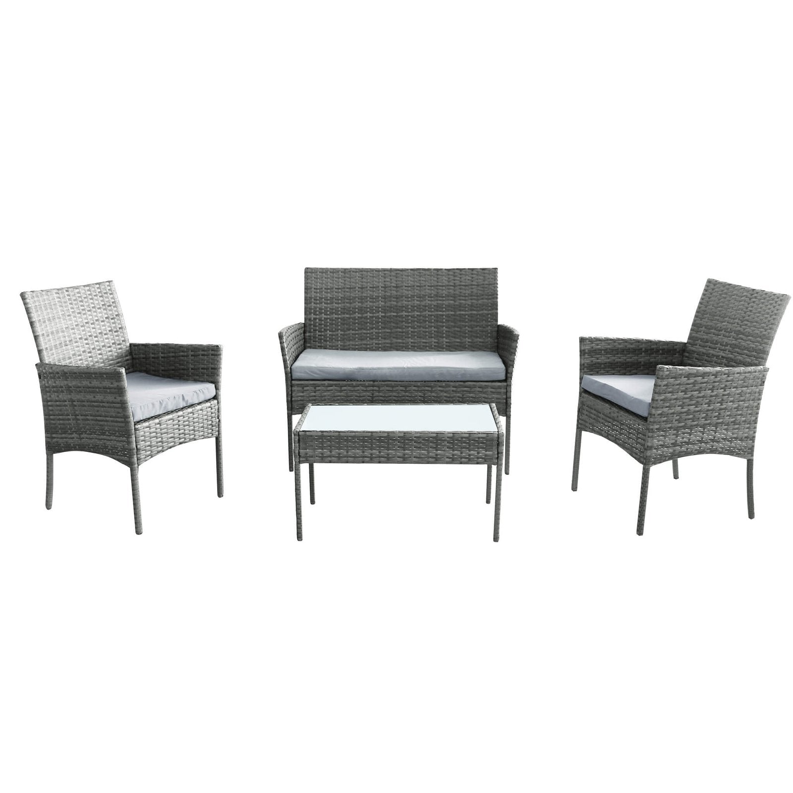 Salotto da Giardino 4 posti con Tavolino in Acciaio Wicker - CUPIDO Colore: Grigio