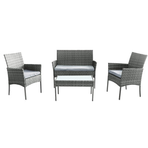 Salotto da Giardino 4 posti con Tavolino in Acciaio Wicker - CUPIDO Colore: Grigio