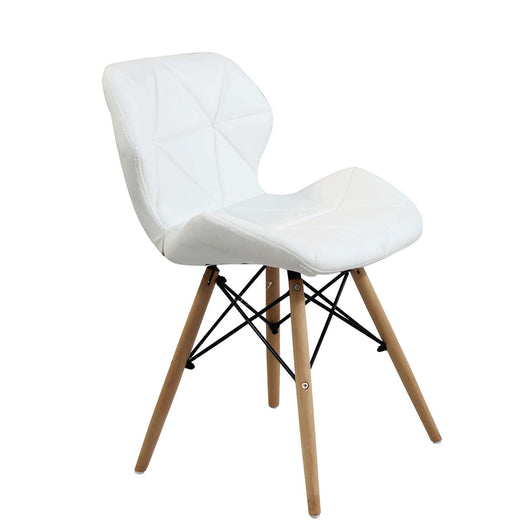 Sedia Moderna con seduta imbottita in Ecopelle Legno cm 41x49x71 - MIA Colore: Bianco