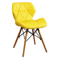 Sedia Moderna con seduta imbottita in Ecopelle Legno cm 41x49x71 - MIA Colore: Giallo