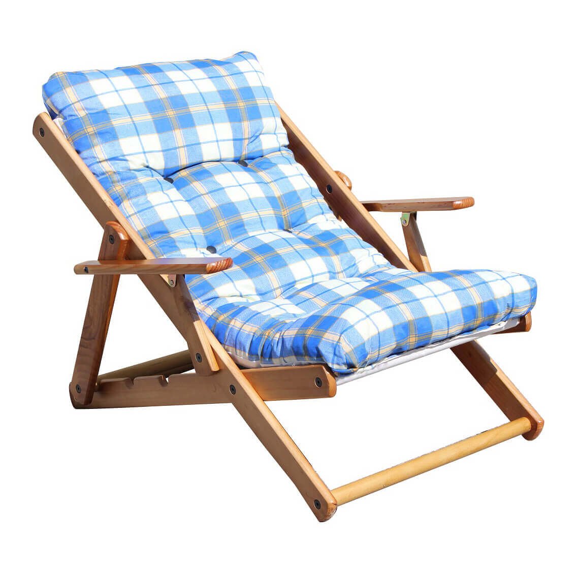 Poltrona Sdraio 3 posizioni con cuscino in Cotone Legno cm 84x60x100 - OZZY Colore: Blu