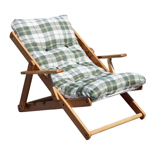 Poltrona Sdraio 3 posizioni con cuscino in Cotone Legno cm 84x60x100 - OZZY Colore: Verde