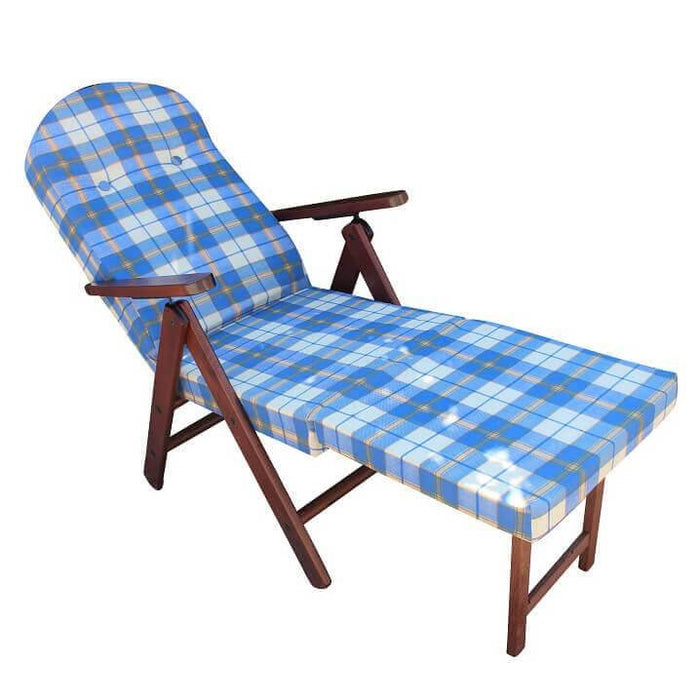 Poltrona Sdraio 4 posizioni con cuscino in Cotone Legno cm 84x75x110 - PERCY Colore: Blu