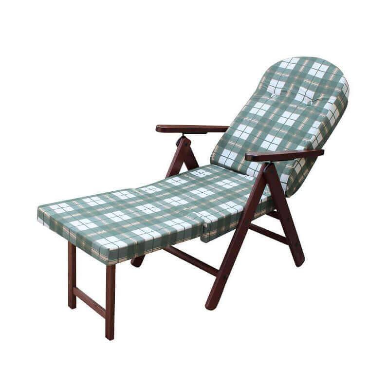 Poltrona Sdraio 4 posizioni con cuscino in Cotone Legno cm 84x75x110 - PERCY Colore: Verde