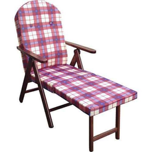 Poltrona Sdraio 4 posizioni con cuscino in Cotone Legno cm 84x75x110 - PERCY Colore: Rosso