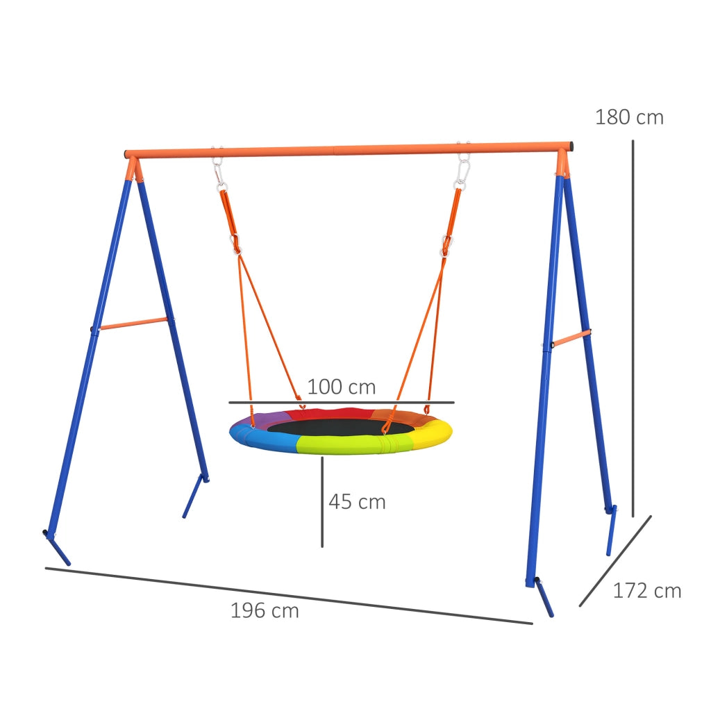 Altalena da Giardino a Nido per 1-2 Bambini in Metallo Rinforzato, 196x172x180cm, Multicolore