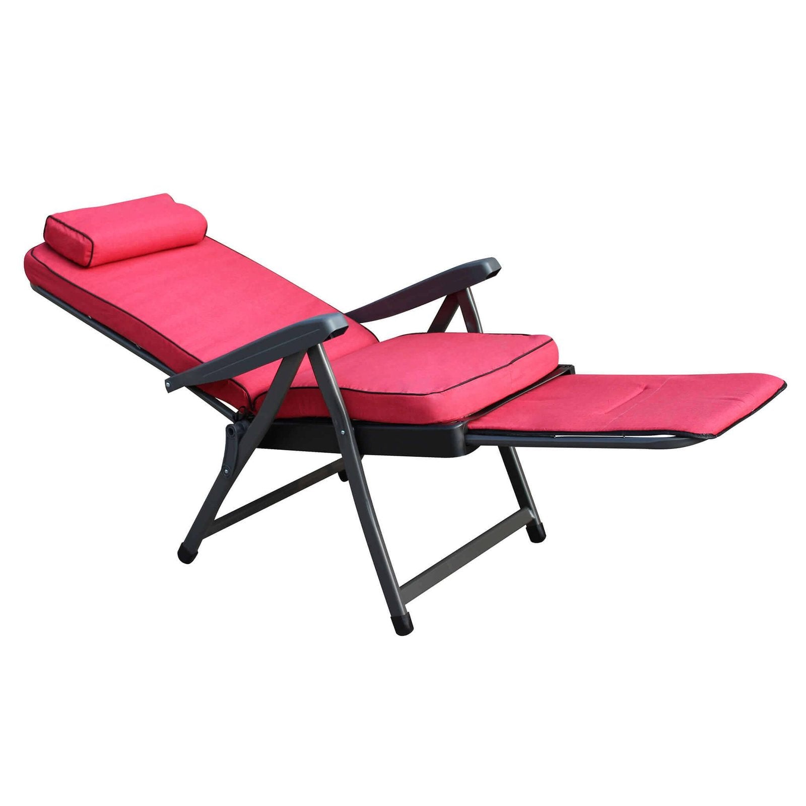 Poltrona Sdraio relax reclinabile in Tessuto Acciaio cm 155x60x60 - MORTY Colore: Rosso