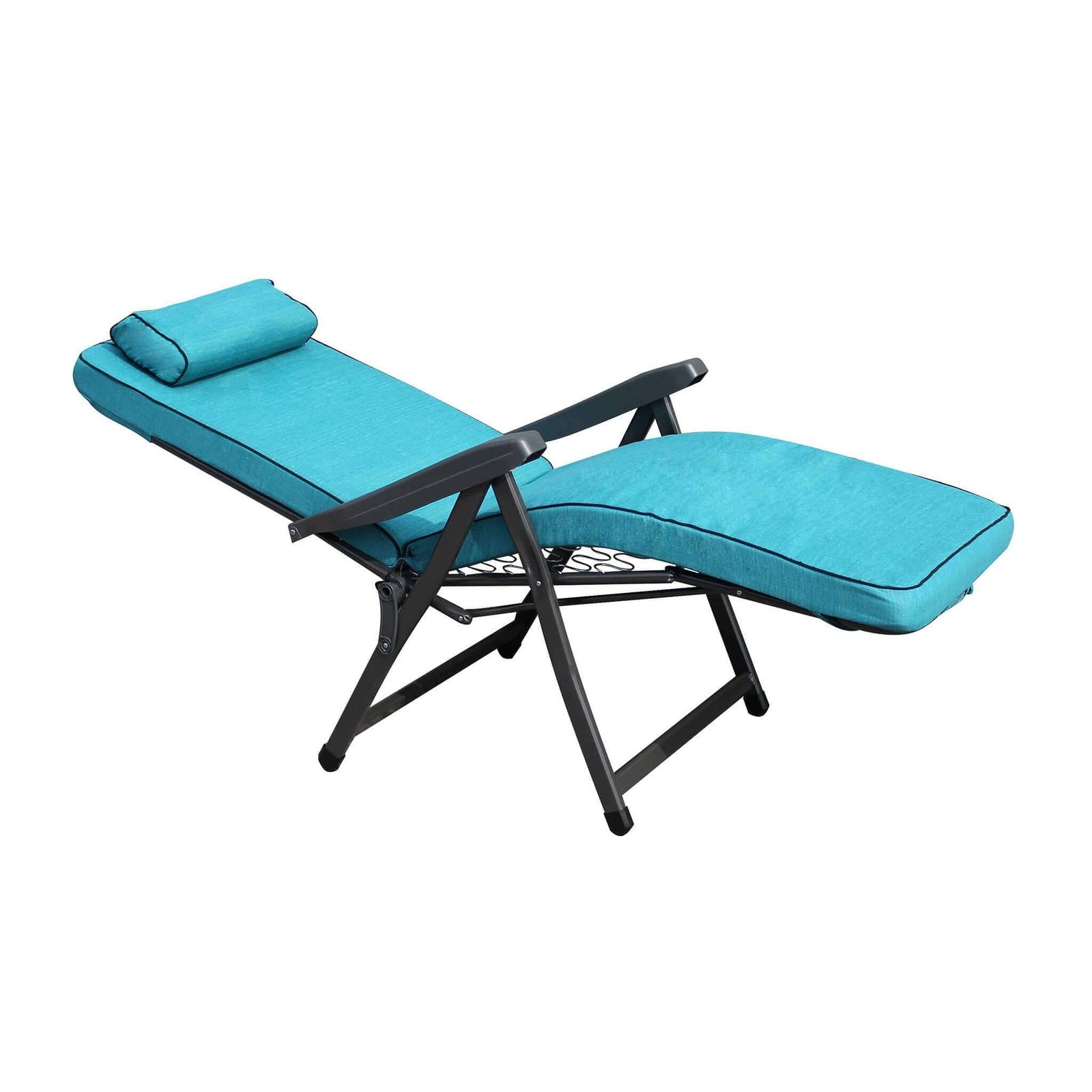 Poltrona Sdraio relax reclinabile in Tessuto Acciaio cm 155x60x60 - MORTY Colore: Azzurro