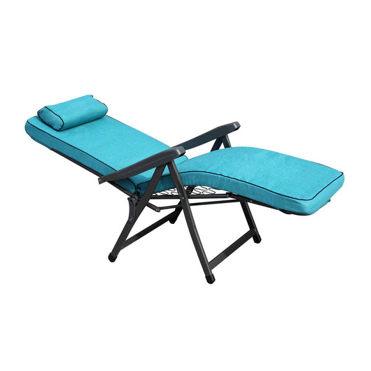 Poltrona Sdraio relax reclinabile in Tessuto Acciaio cm 155x60x60 - MORTY Colore: Azzurro