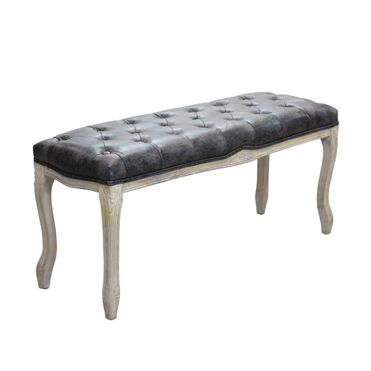 Panca vintage in ecopelle Fondoletto in Legno cm 110x36x47 - DAVEY Colore: Grigio scuro