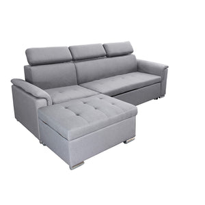 Divano Letto con penisola in Tessuto cm 234x148x84 - ALF Colore: Grigio chiaro