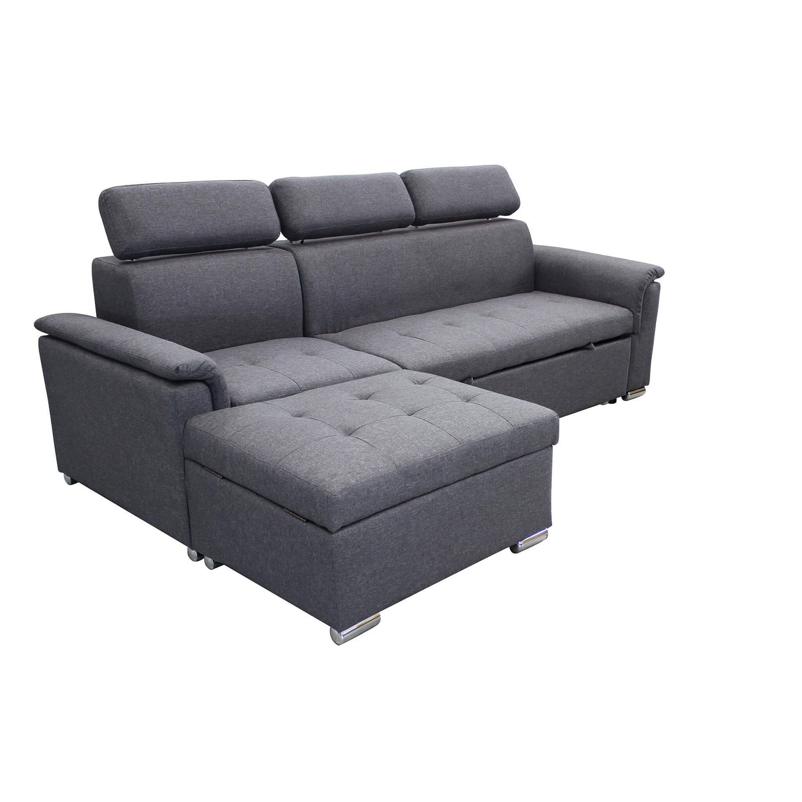 Divano Letto con penisola in Tessuto cm 234x148x84 - ALF Colore: Grigio scuro