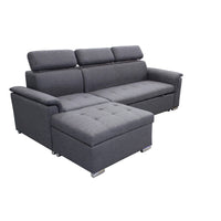 Divano Letto con penisola in Tessuto cm 234x148x84 - ALF Colore: Grigio scuro