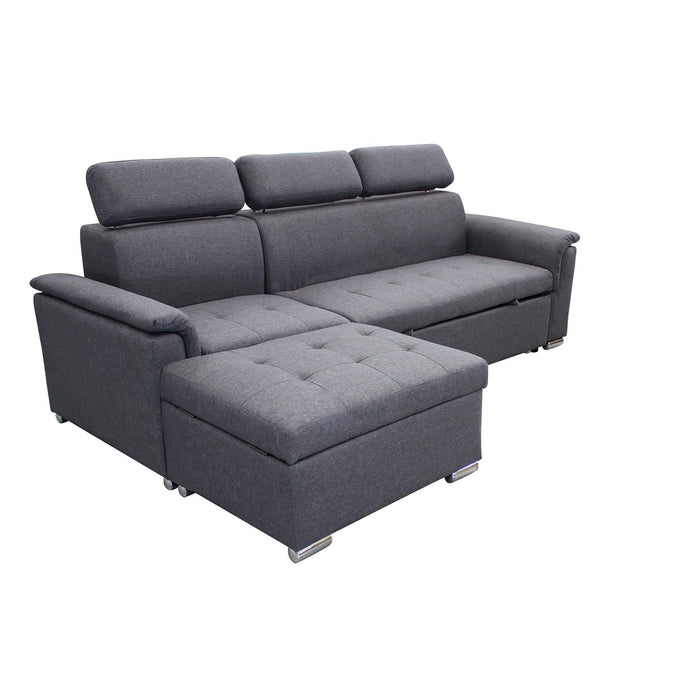 Divano Letto con penisola in Tessuto cm 234x148x84 - ALF Colore: Grigio scuro