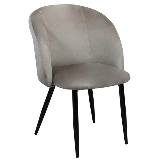 Poltrona per Sala da Pranzo in Velluto Metallo cm 50x46x83 - TIGER Colore: Tortora