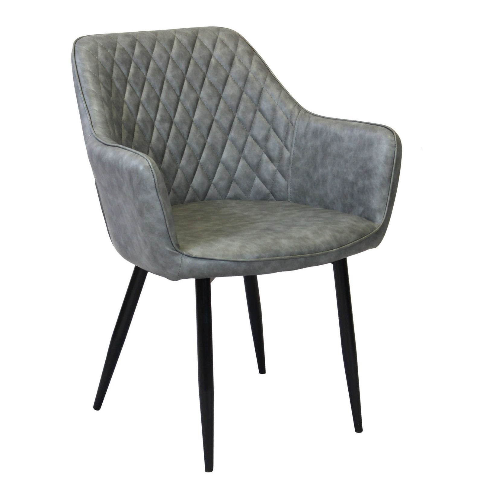 Poltrona per Sala da Pranzo in Ecopelle Metallo cm 48x62x83 - ROBIN Colore: Grigio