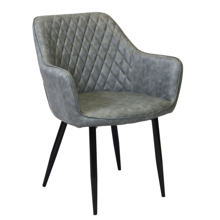 Poltrona per Sala da Pranzo in Ecopelle Metallo cm 48x62x83 - ROBIN Colore: Grigio