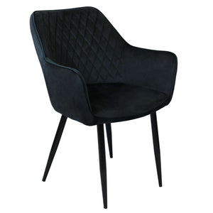 Poltrona per Sala da Pranzo in Velluto Metallo cm 48x62x83 - CALLIOPE Colore: Nero